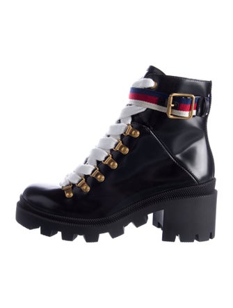 Gucci Trip Sylvie Web Accent Combat Boots