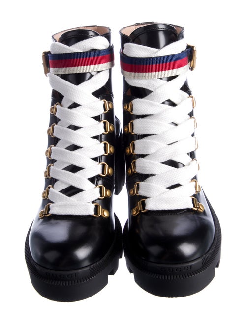 Gucci Trip Sylvie Web Accent Combat Boots