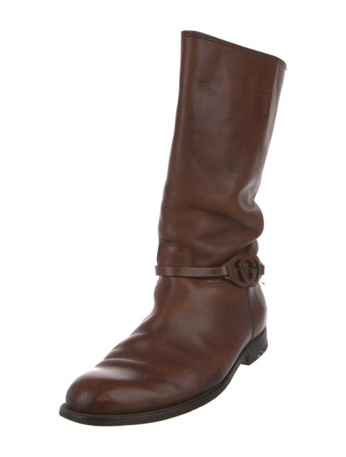 Gucci Interlocking G Logo Leather Slouch Boots
