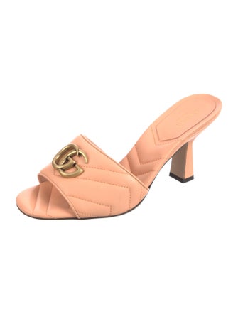 Gucci Double G Logo Leather Slides