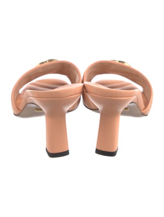 Gucci Double G Logo Leather Slides