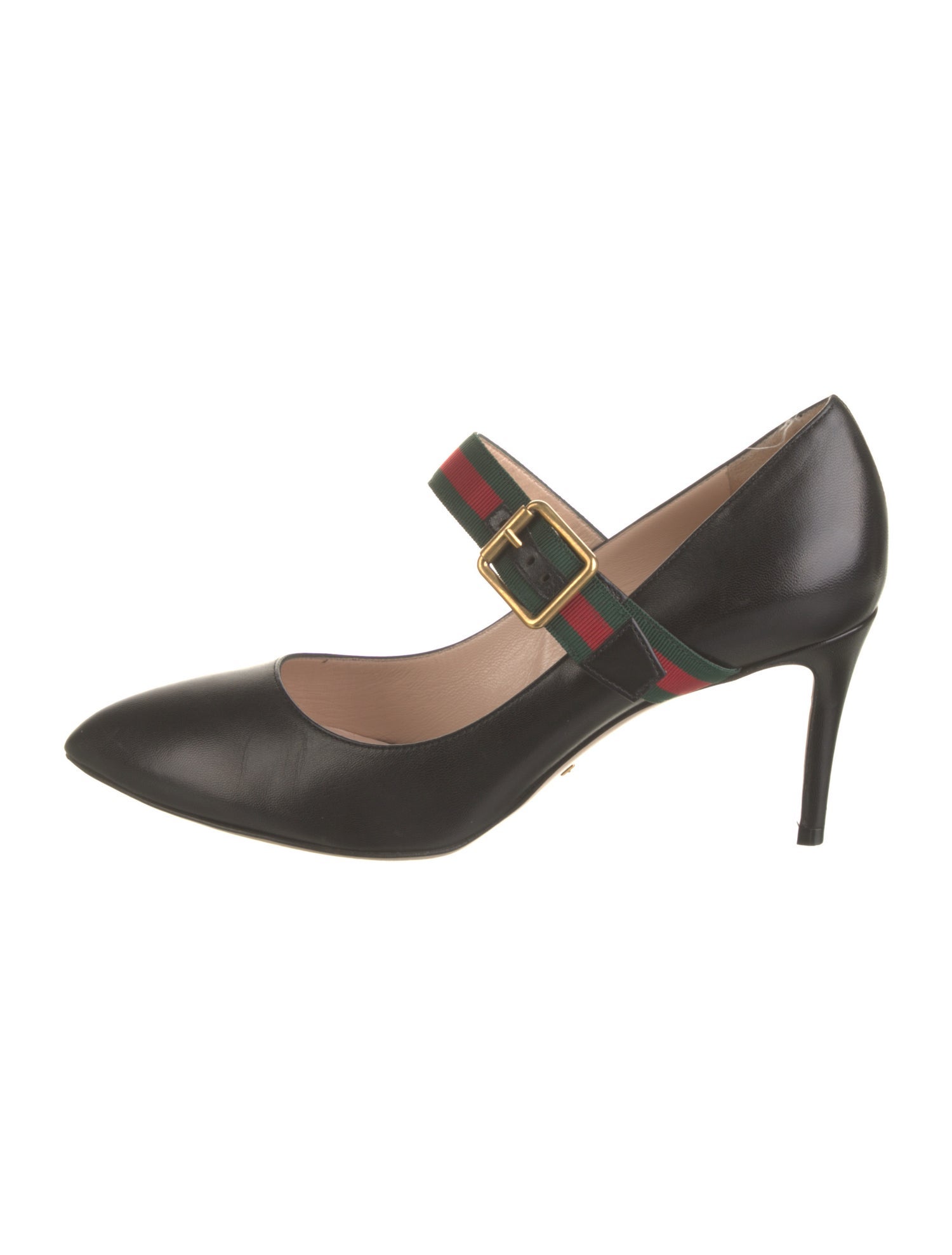 Gucci Web Accent Leather Pumps
