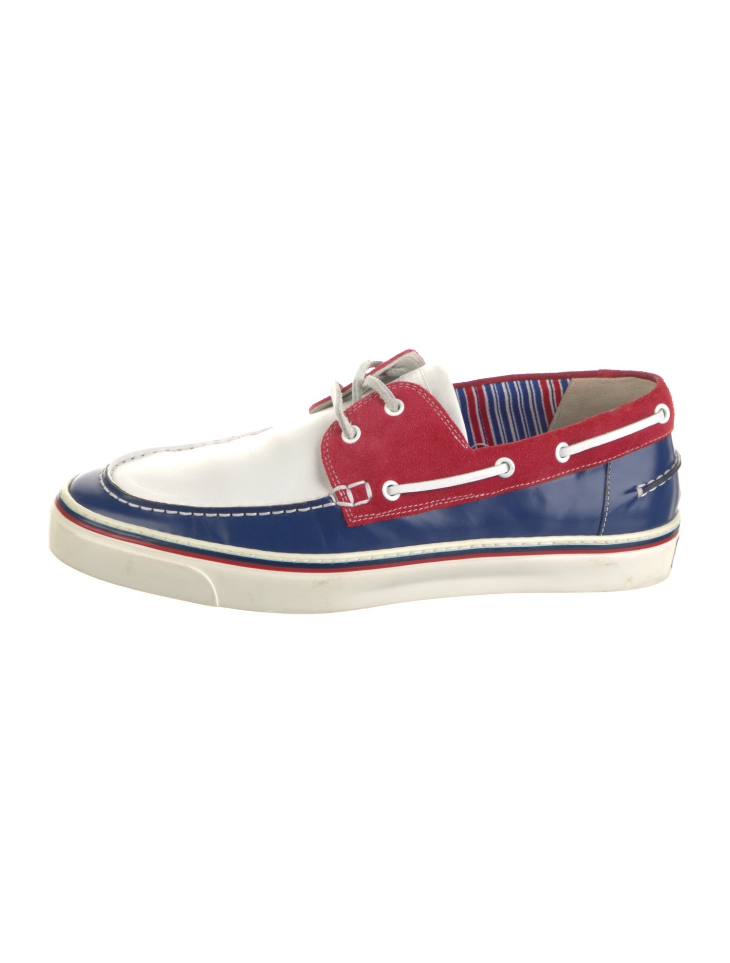 Gucci Leather Colorblock Pattern Boat Shoes