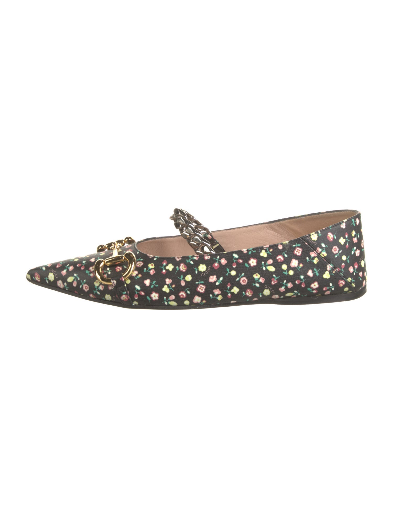 Gucci Horsebit Accent Leather Mary Jane Flats