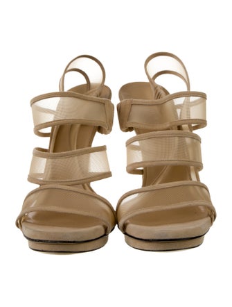 Gucci Mesh Mesh Accents Slingback Sandals