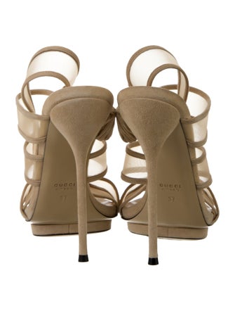 Gucci Mesh Mesh Accents Slingback Sandals