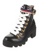 Gucci Sylvie Web Accent Leather Combat Boots