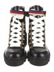 Gucci Sylvie Web Accent Leather Combat Boots