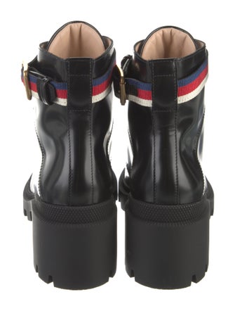 Gucci Sylvie Web Accent Leather Combat Boots