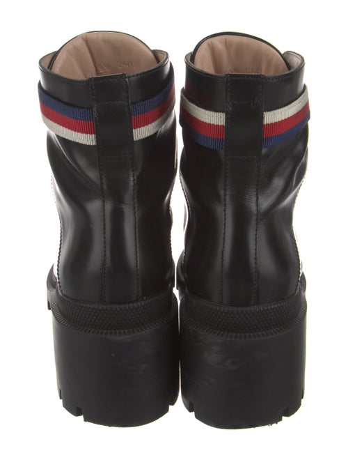 Gucci Sylvie Web Accent Leather Combat Boots