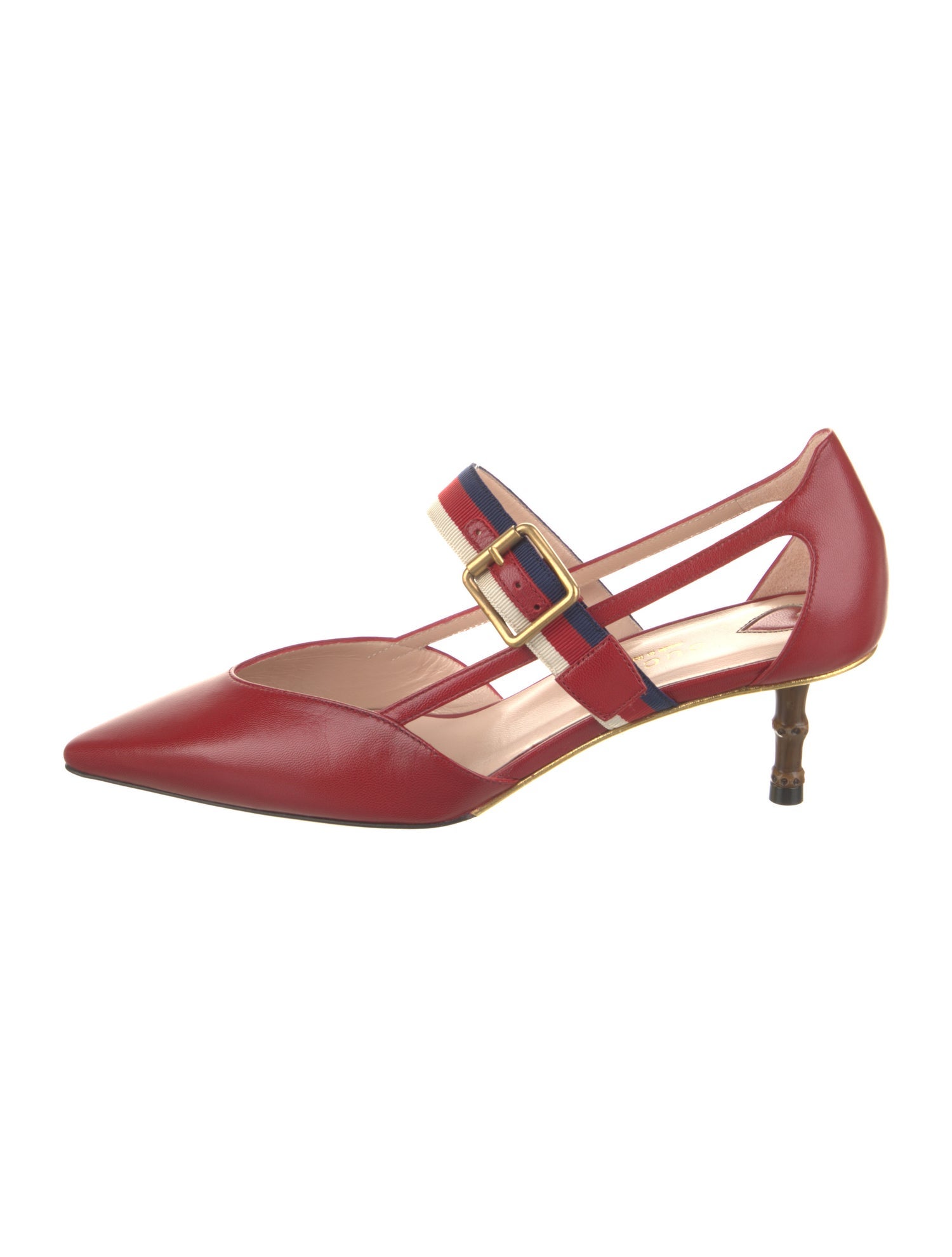 Gucci Sylvie Web Accent Leather Pumps