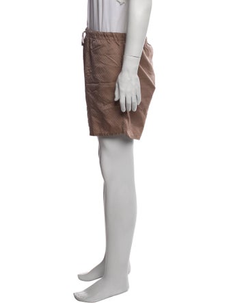 Gucci Web Accent Plaid Print Swim Trunks