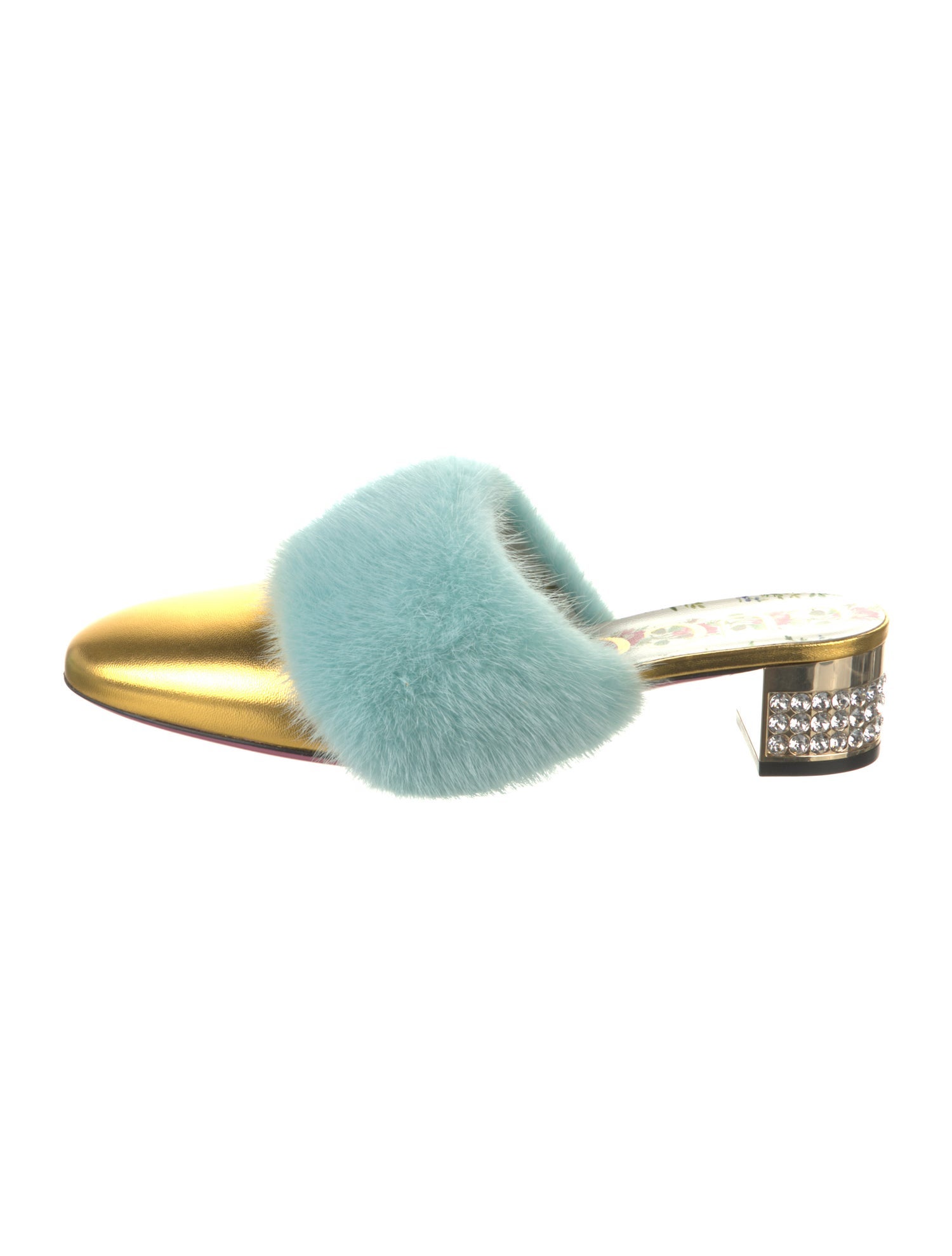 Gucci Leather Crystal Embellishments Mules