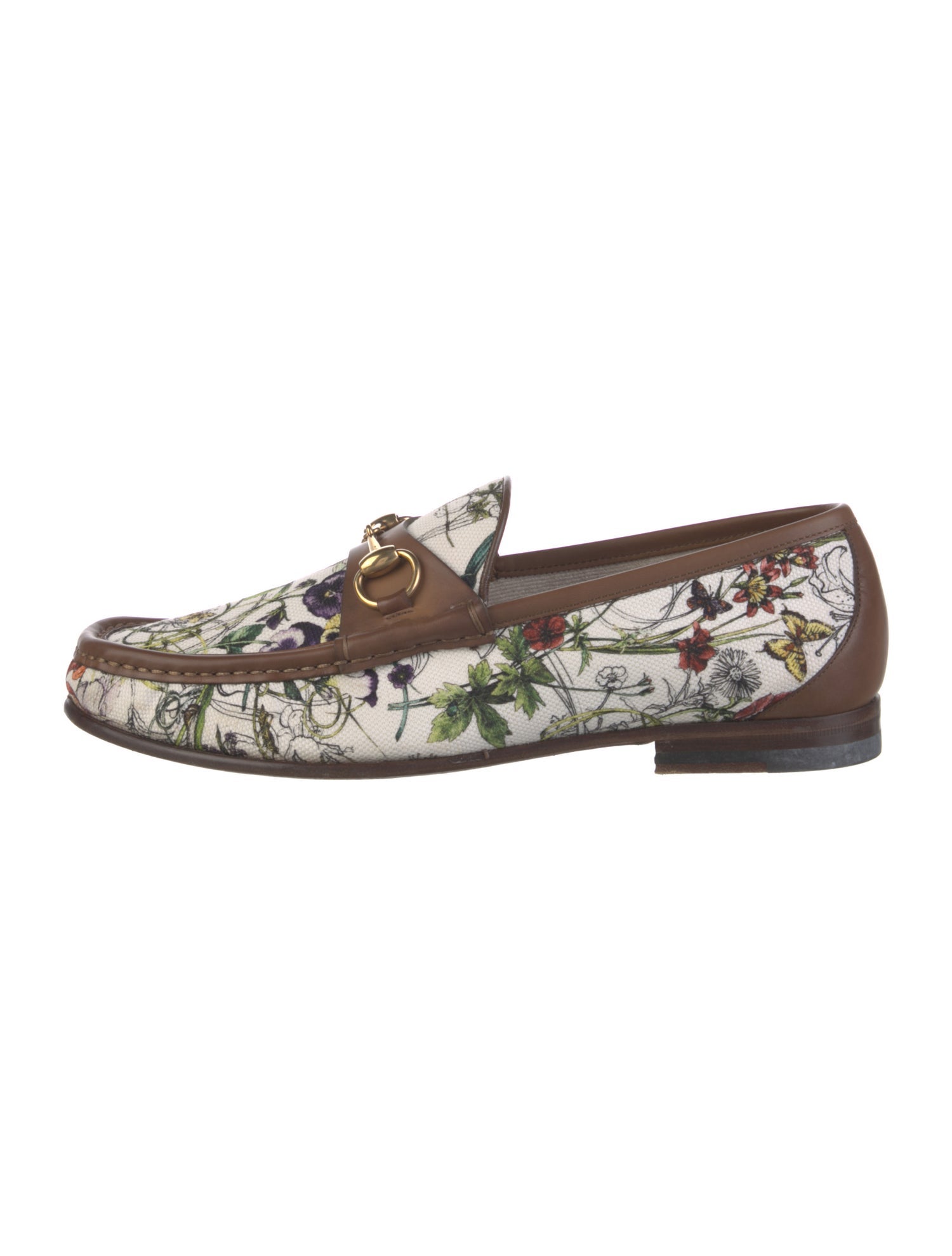 Gucci Flora Print Canvas Loafers
