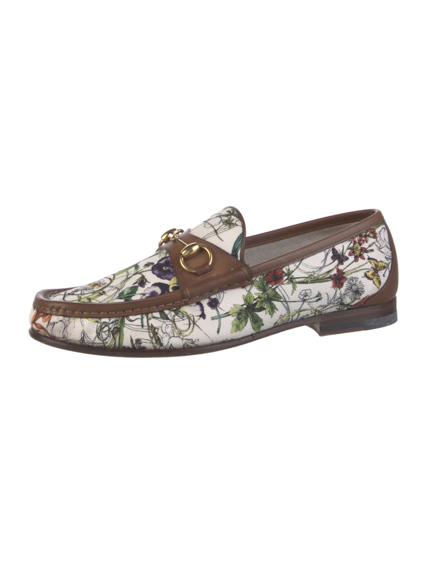 Gucci Flora Print Canvas Loafers