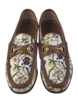 Gucci Flora Print Canvas Loafers