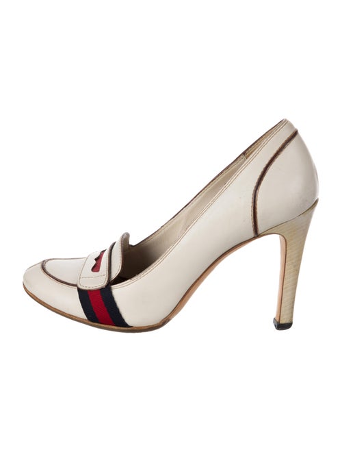 Gucci GG Canvas Leather Slingback Pumps