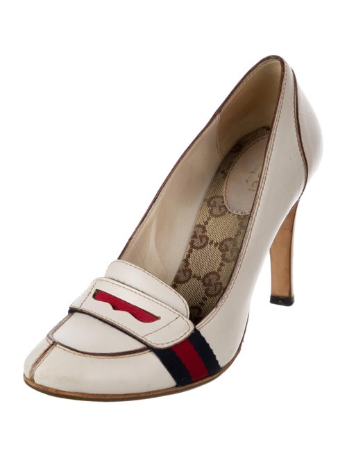 Gucci GG Canvas Leather Slingback Pumps