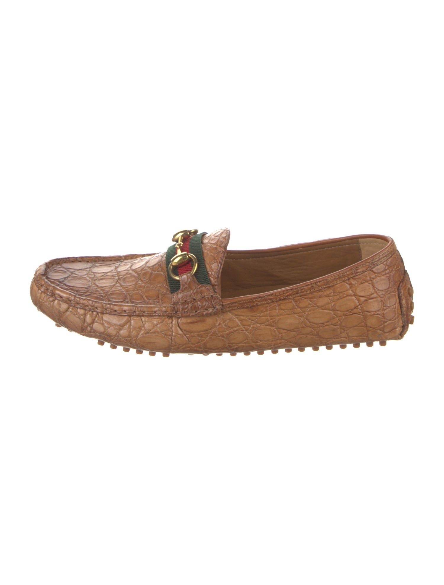 Gucci Web Accent Crocodile Drivers