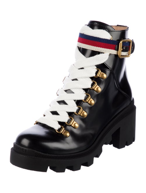 Gucci Trip Sylvie Web Accent Combat Boots