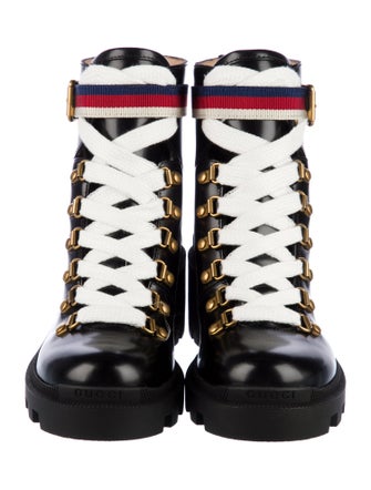 Gucci Trip Sylvie Web Accent Combat Boots