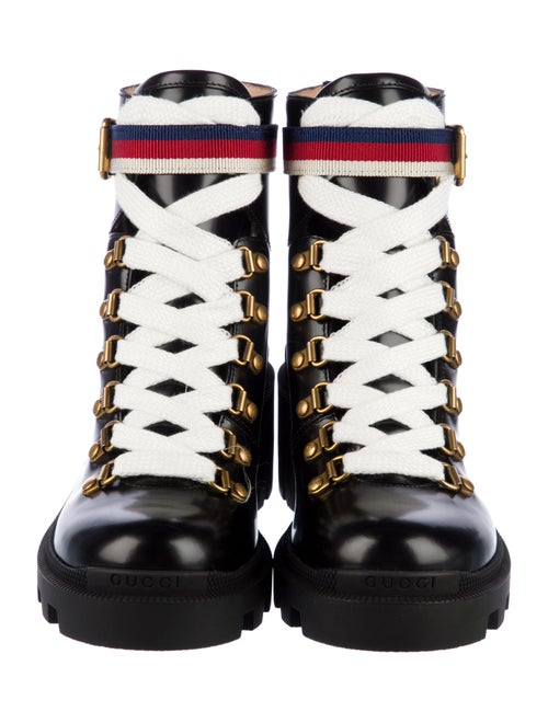 Gucci Trip Sylvie Web Accent Combat Boots