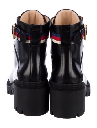 Gucci Trip Sylvie Web Accent Combat Boots