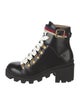 Gucci Sylvie Web Accent Leather Combat Boots