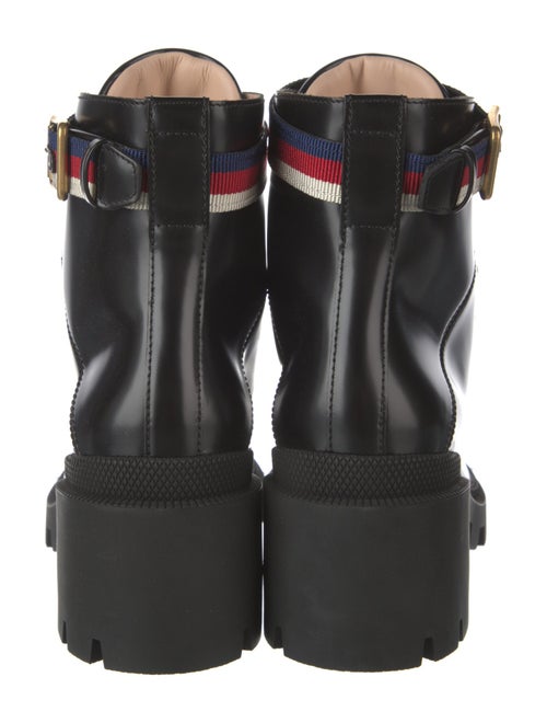 Gucci Sylvie Web Accent Leather Combat Boots