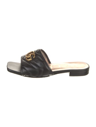 Gucci Double G Logo Leather Slides