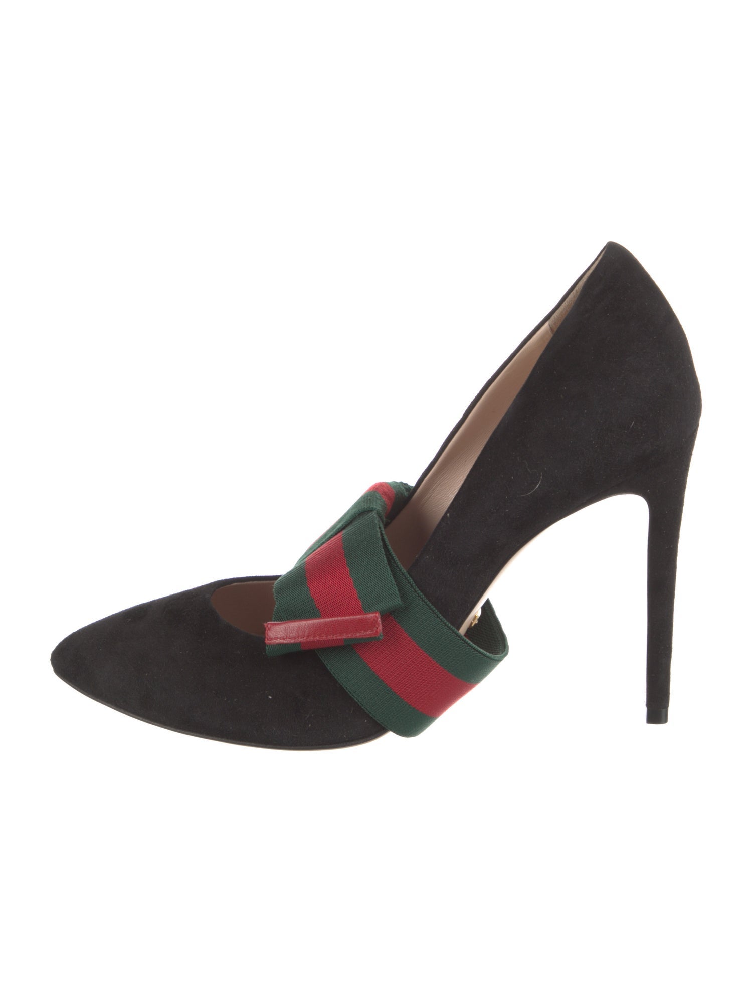 Gucci Web Accent Suede D'Orsay Pumps