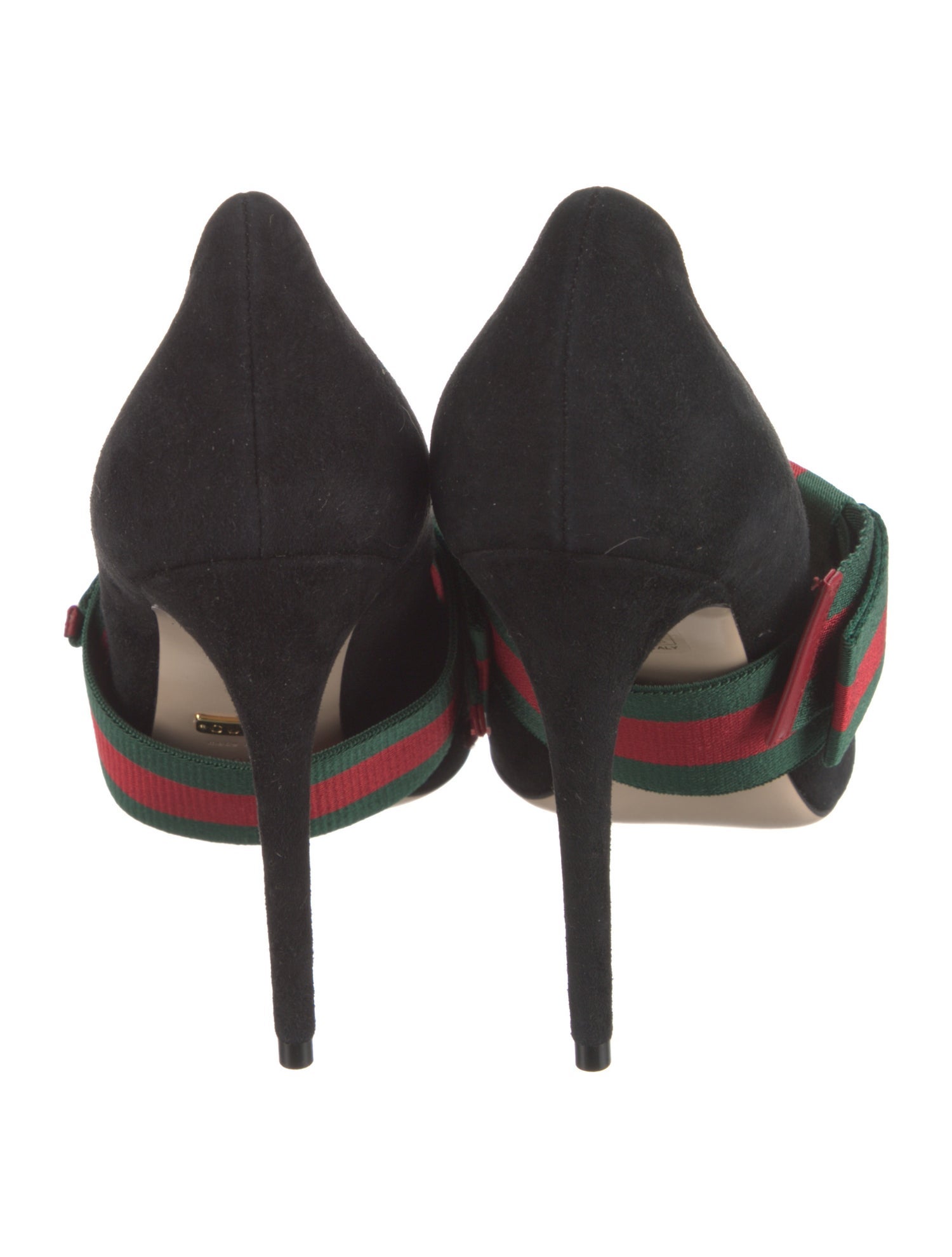Gucci Web Accent Suede D'Orsay Pumps