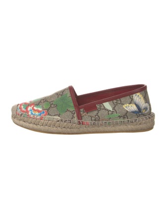 Gucci GG Supreme Leather Trim Embellishment Espadrilles