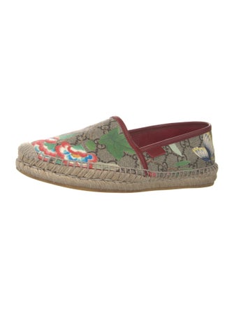 Gucci GG Supreme Leather Trim Embellishment Espadrilles