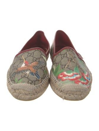 Gucci GG Supreme Leather Trim Embellishment Espadrilles