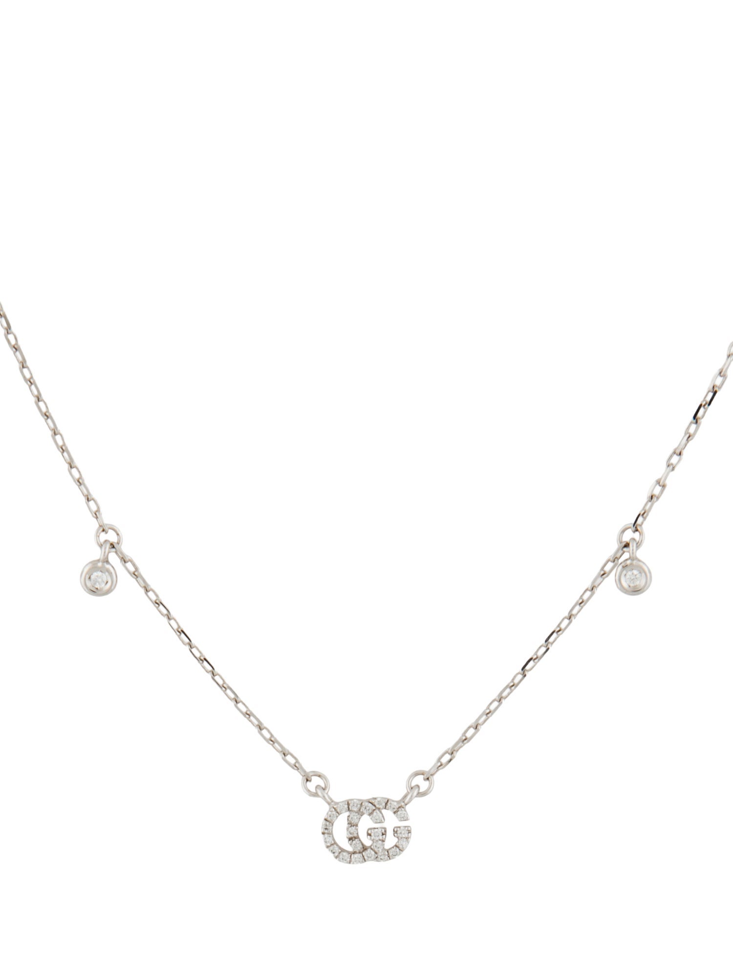 Gucci 18K Diamond GG Running Pendant Necklace