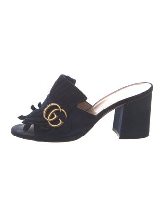 Gucci Double G Logo Suede Slides