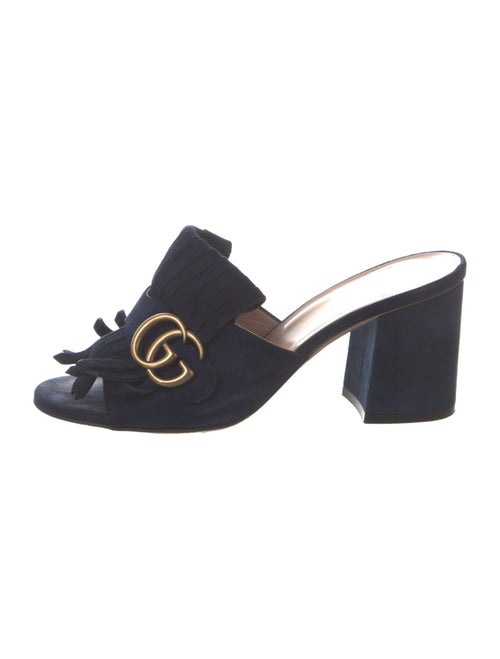 Gucci Double G Logo Suede Slides