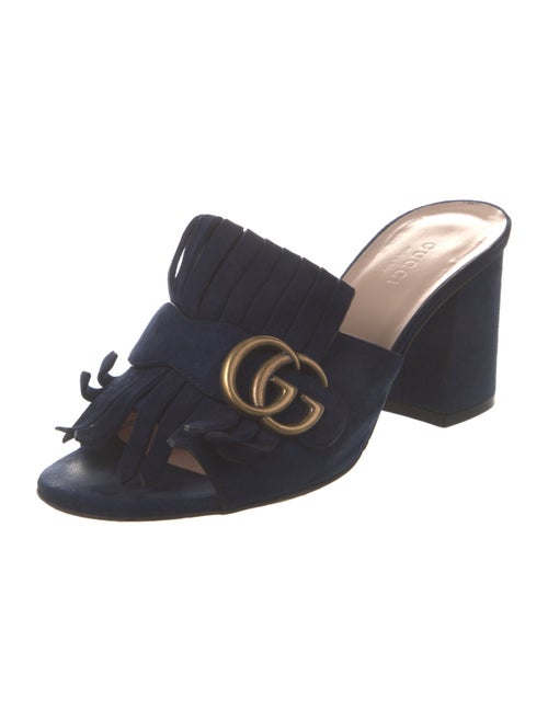 Gucci Double G Logo Suede Slides