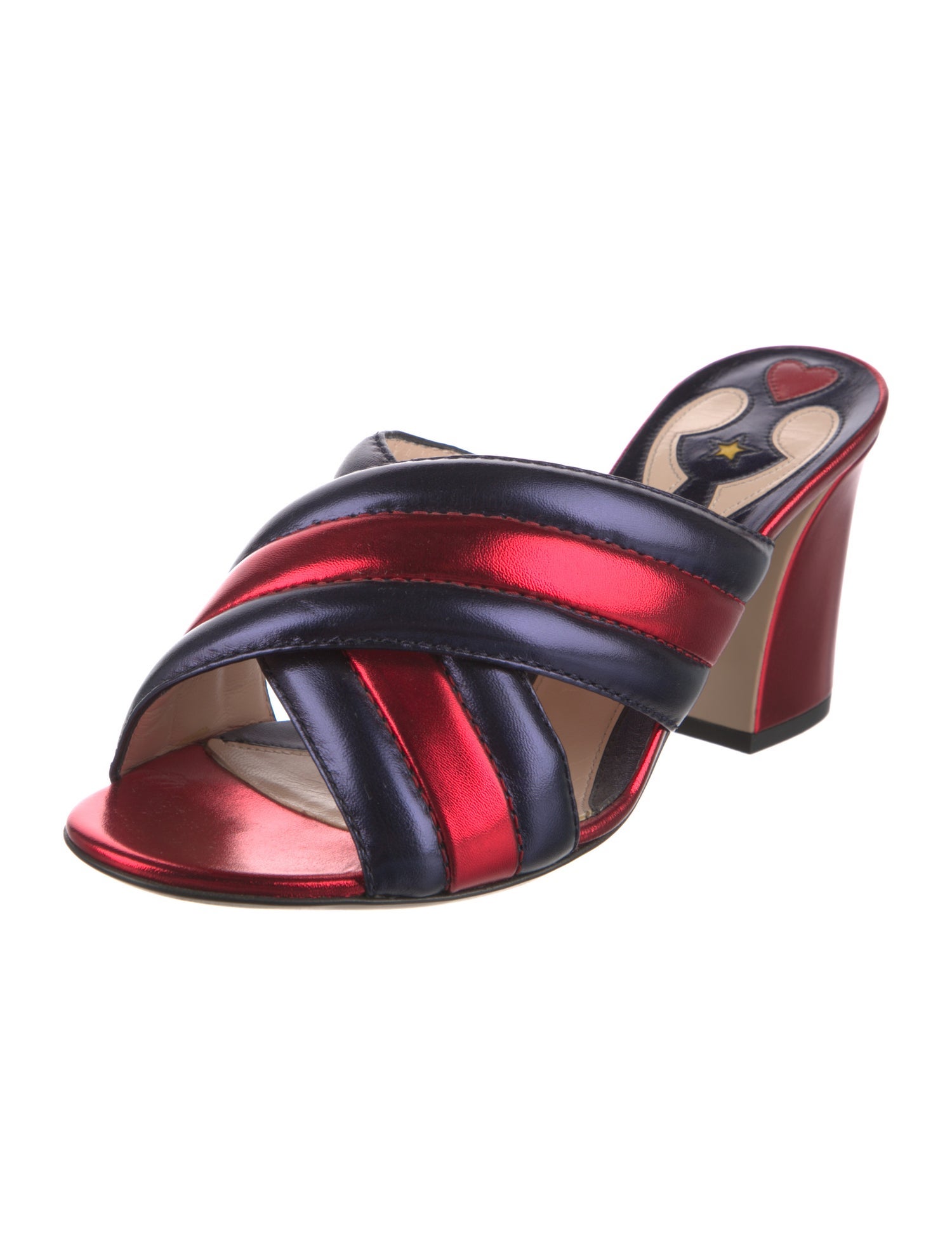 Gucci Sylvie Web Accent Leather Slides