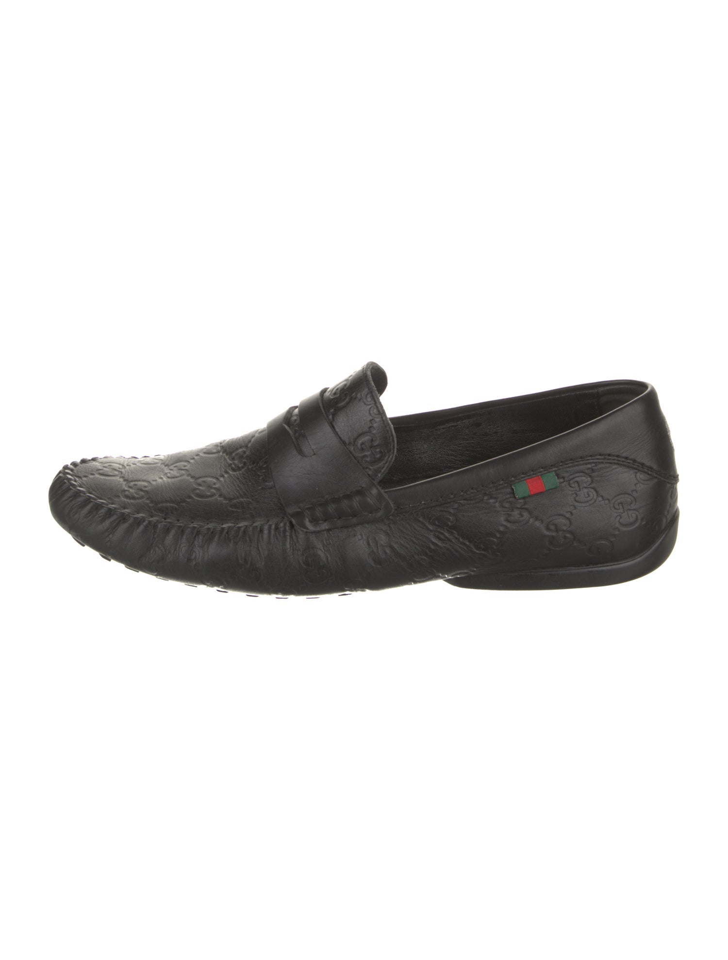 Gucci Web Accent Leather Loafers