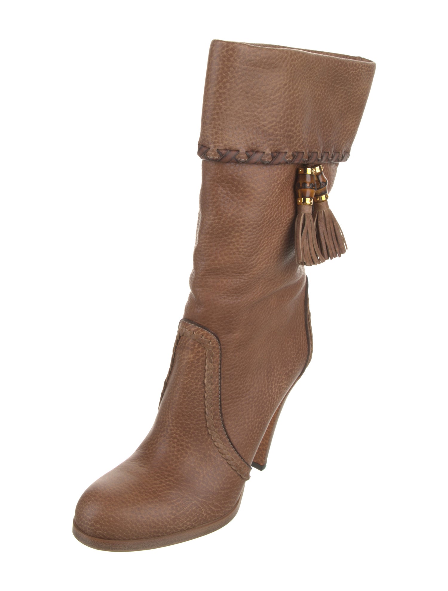 Gucci Bamboo Accent Leather Boots