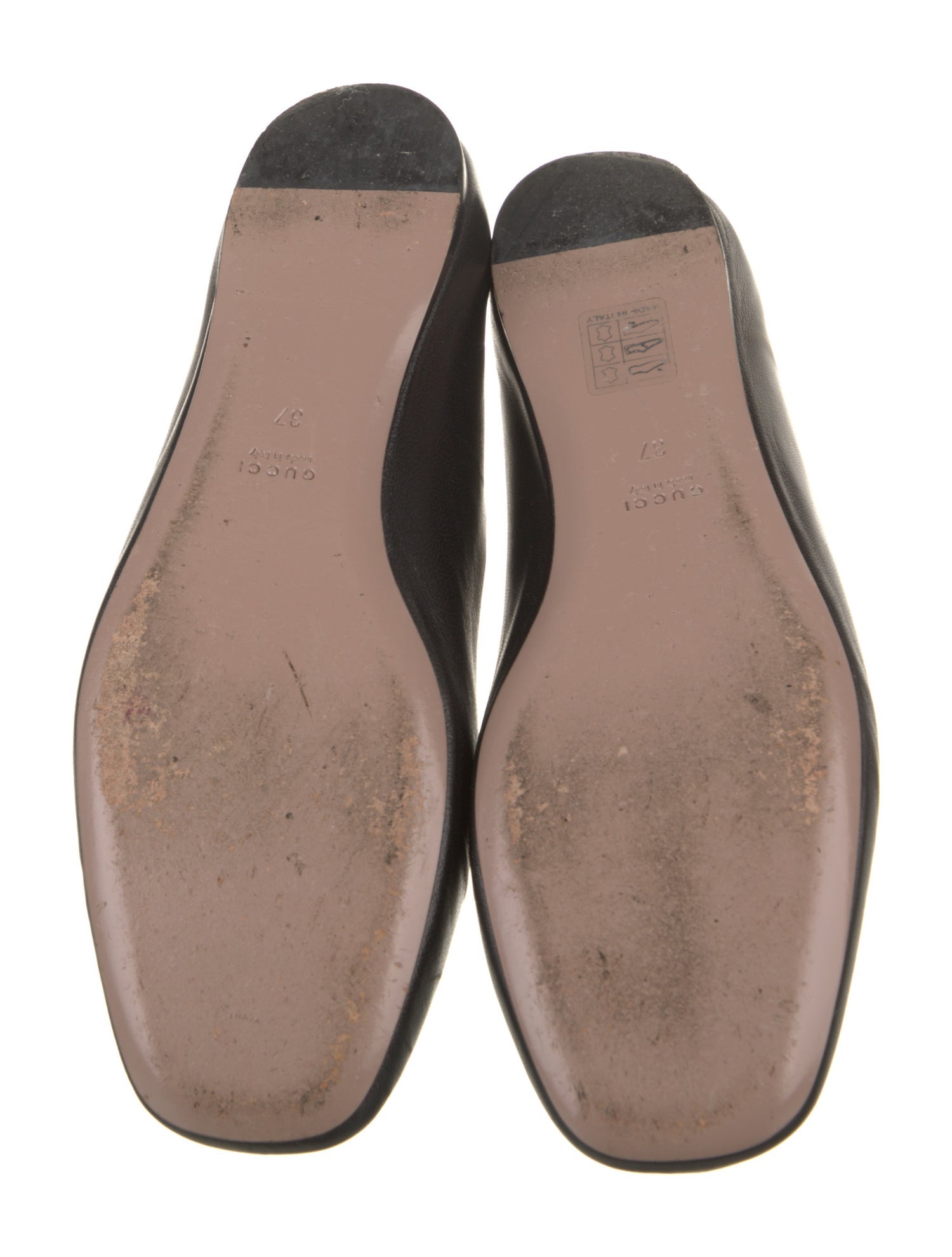 Gucci Leather Crystal Embellishments Ballet Flats