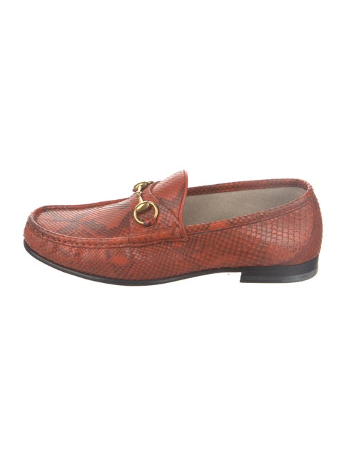 Gucci Horsebit Accent Snakeskin Loafers
