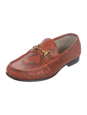 Gucci Horsebit Accent Snakeskin Loafers