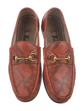 Gucci Horsebit Accent Snakeskin Loafers