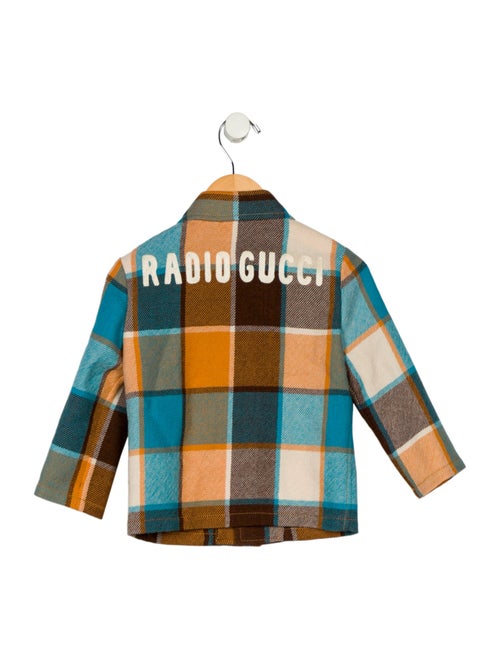 Gucci boys plaid print button up shirt