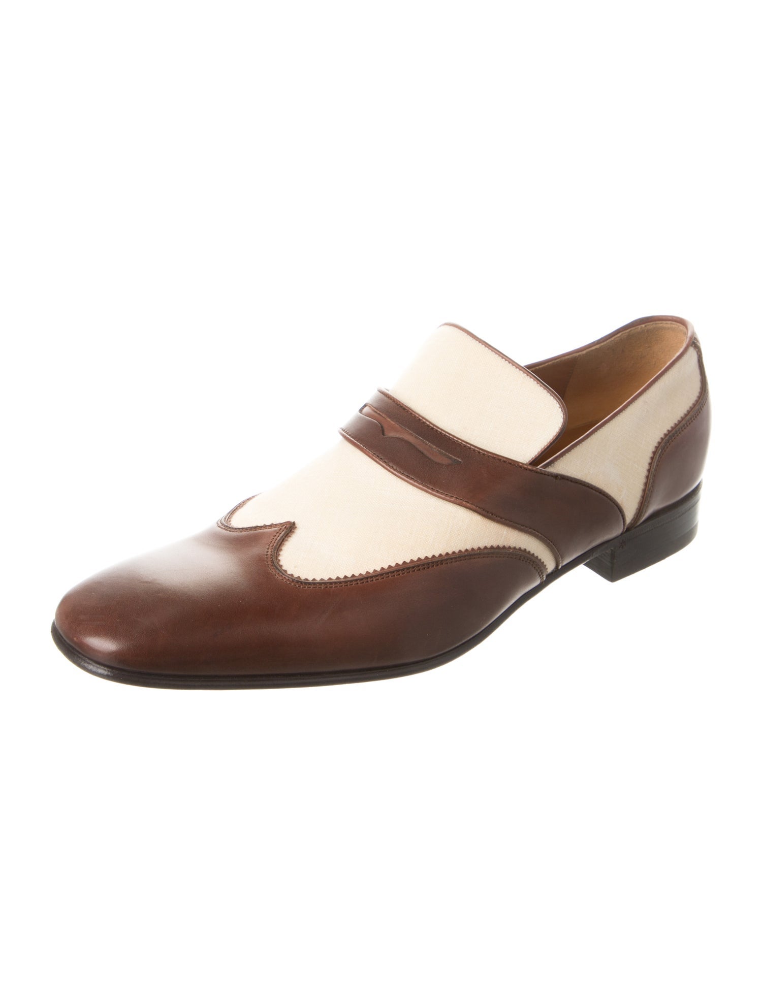 Gucci Web Accent Leather Loafers