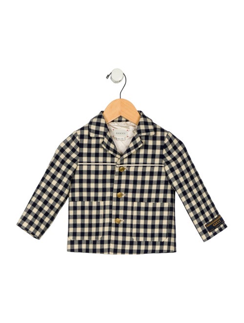 Gucci boys plaid print button up Blazer