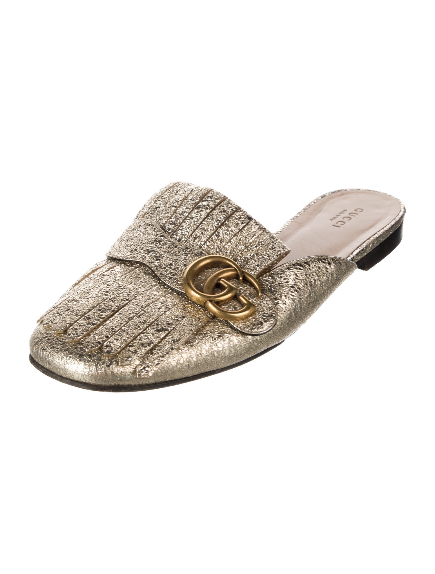 Gucci Double G Logo Leather Mules